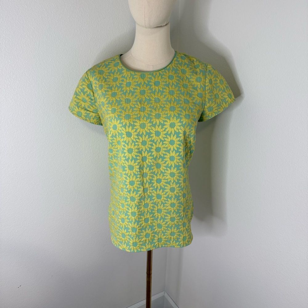 [Boden] Sunflower Patterned Green and Yellow Blouse - Size 6
